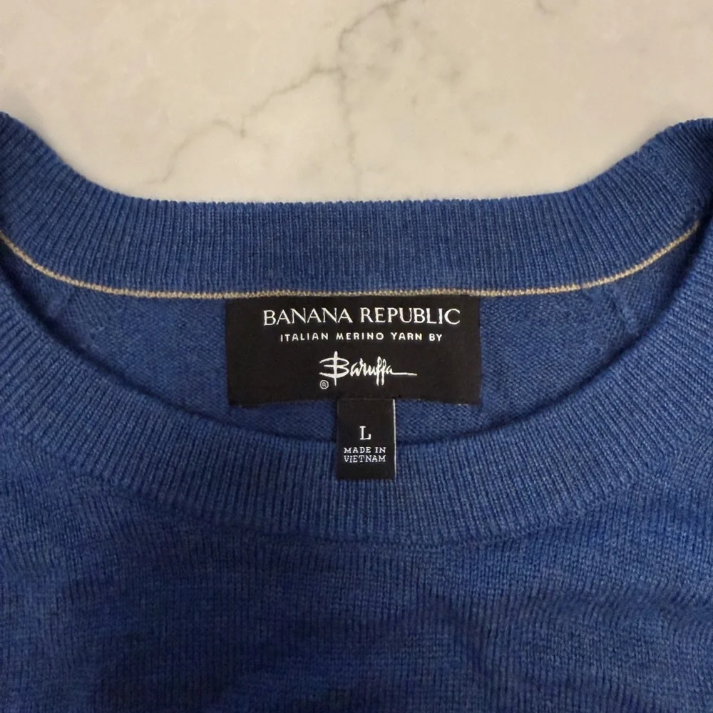 Banana Republic Italian Merino Wool pull over Sweater – Blue Men’s Size L Large